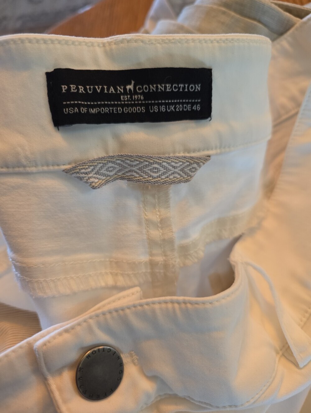 Peruvian Connection White Stretch Jeans Size 16 - Picture 5 of 6